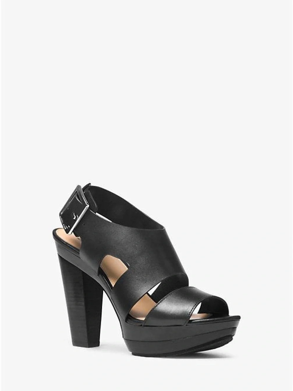 Michael Kors Black Leather Platform High Heel Sandals